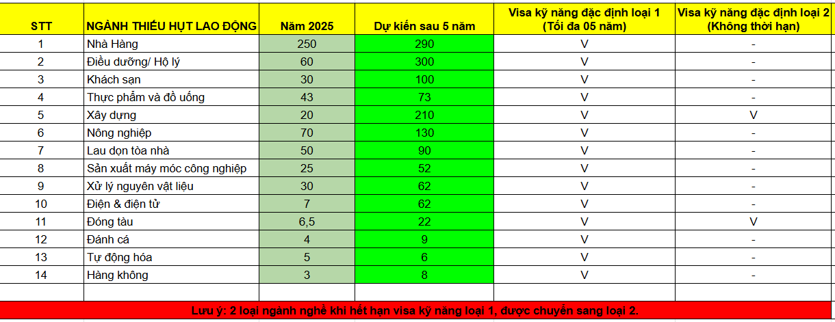 VISA KỸ NĂNG ĐẶC ĐỊNH